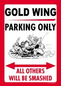 GOLD WING PARKING ONLY sign